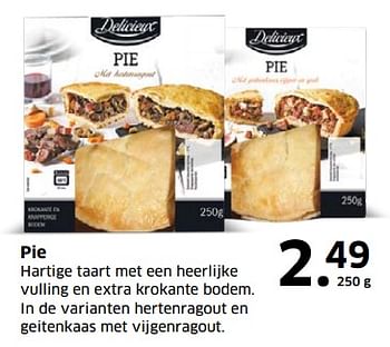 Aanbiedingen Pie hartige taart met een heerlijke vulling en extra krokante bodem - Delicieux - Geldig van 05/11/2017 tot 31/12/2017 bij Lidl
