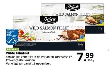 Aanbiedingen Wilde zalmfilet - Deluxe - Geldig van 05/11/2017 tot 31/12/2017 bij Lidl