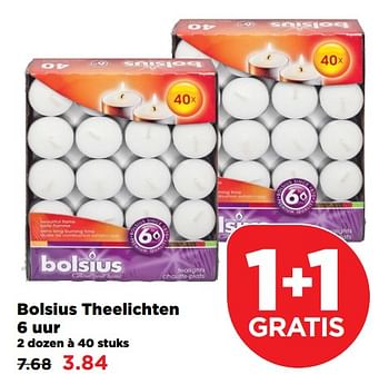 Aanbiedingen Bolsius theelichten - Bolsius - Geldig van 04/11/2017 tot 11/11/2017 bij Plus