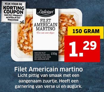 Aanbiedingen Filet americain martino - Delicieux - Geldig van 05/11/2017 tot 31/12/2017 bij Lidl