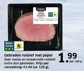 Aanbiedingen Gebraden rosbief met peper - Delicieux - Geldig van 05/11/2017 tot 31/12/2017 bij Lidl