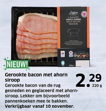 Aanbiedingen Gerookte bacon met ahorn siroop - Deluxe - Geldig van 05/11/2017 tot 31/12/2017 bij Lidl