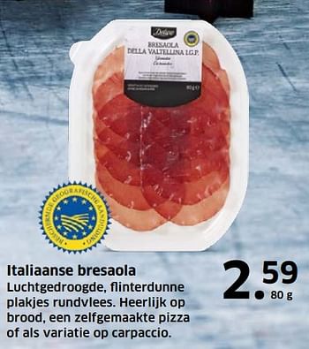 Aanbiedingen Italiaanse bresaola - Deluxe - Geldig van 05/11/2017 tot 31/12/2017 bij Lidl