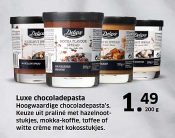 Aanbiedingen Luxe chocoladepasta - Deluxe - Geldig van 05/11/2017 tot 31/12/2017 bij Lidl
