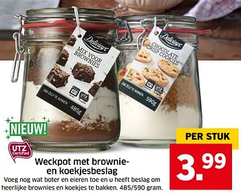 Aanbiedingen Weckpot met brownieen koekjesbeslag - Delicieux - Geldig van 05/11/2017 tot 31/12/2017 bij Lidl