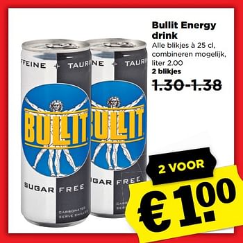 Aanbiedingen Bullit energy drink - Bullit - Geldig van 04/11/2017 tot 11/11/2017 bij Plus