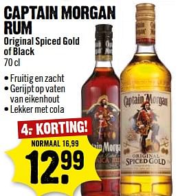 Aanbiedingen Captain morgan rum original spiced gold of black - Captain Morgan - Geldig van 05/11/2017 tot 11/11/2017 bij Dirk III