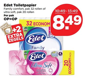 Aanbiedingen Edet toiletpapier family comfort - Edet - Geldig van 04/11/2017 tot 11/11/2017 bij Plus