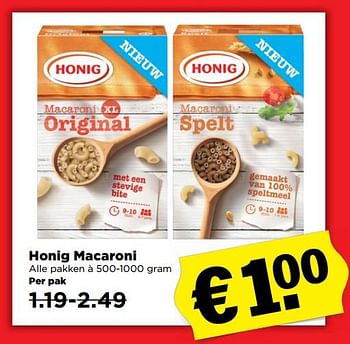 Aanbiedingen Honig macaroni - Honig - Geldig van 04/11/2017 tot 11/11/2017 bij Plus