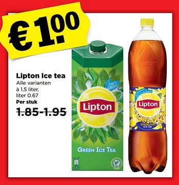 Aanbiedingen Lipton ice tea alle varianten - Lipton - Geldig van 04/11/2017 tot 11/11/2017 bij Plus