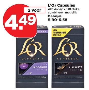 Aanbiedingen L`or capsules - Douwe Egberts - Geldig van 04/11/2017 tot 11/11/2017 bij Plus