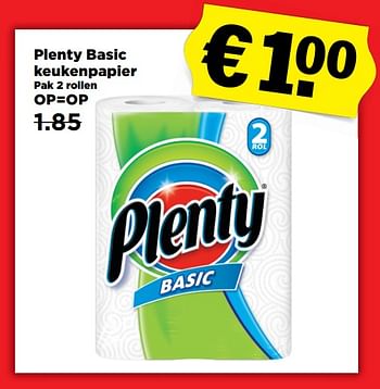 Aanbiedingen Plenty basic keukenpapier - Plenty - Geldig van 04/11/2017 tot 11/11/2017 bij Plus