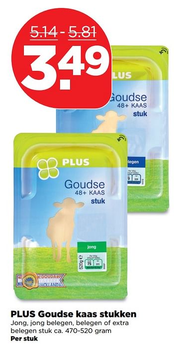 Aanbiedingen Plus goudse kaas stukken - Huismerk - Plus - Geldig van 04/11/2017 tot 11/11/2017 bij Plus