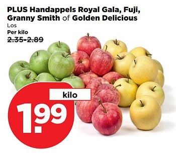 Aanbiedingen Plus handappels royal gala, fuji, granny smith of golden delicious - Huismerk - Plus - Geldig van 04/11/2017 tot 11/11/2017 bij Plus