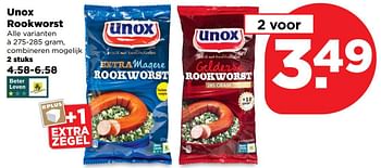 Aanbiedingen Unox rookworst - Unox - Geldig van 04/11/2017 tot 11/11/2017 bij Plus