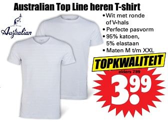 Aanbiedingen Australian top line heren t-shirt - Australian - Geldig van 05/11/2017 tot 11/11/2017 bij Lekker Doen