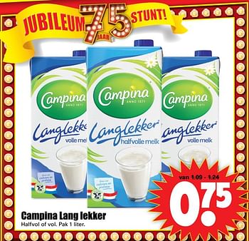 Aanbiedingen Campina lang lekker halfvol of vol - Campina - Geldig van 05/11/2017 tot 11/11/2017 bij Lekker Doen