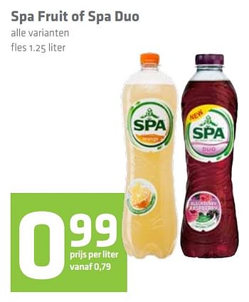 Aanbiedingen Spa fruit of spa duo - Spa - Geldig van 02/11/2017 tot 15/11/2017 bij Attent
