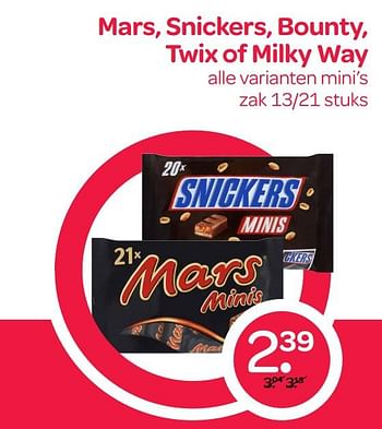 Aanbiedingen Mars, snickers, bounty, twix of milky way - Huismerk - Spar  - Geldig van 02/11/2017 tot 15/11/2017 bij Spar