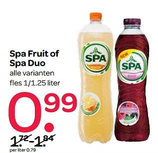 Aanbiedingen Spa fruit of spa duo - Spa - Geldig van 02/11/2017 tot 15/11/2017 bij Spar