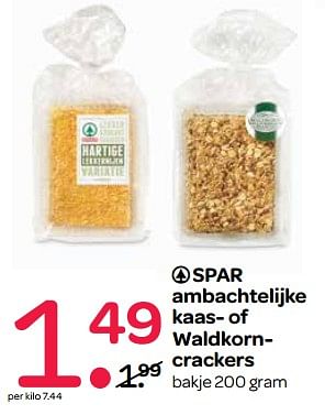 Aanbiedingen Spar ambachtelijke kaas- of waldkorncrackers - Spar - Geldig van 02/11/2017 tot 15/11/2017 bij Spar