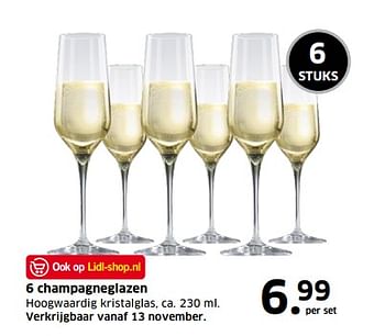 Aanbiedingen 6 champagneglazen - Huismerk - Lidl - Geldig van 05/11/2017 tot 31/12/2017 bij Lidl