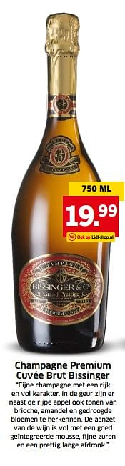 Aanbiedingen Champagne premium cuvée brut bissinger - Champagne - Geldig van 05/11/2017 tot 31/12/2017 bij Lidl
