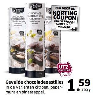 Aanbiedingen Gevulde chocoladepastilles - Deluxe - Geldig van 05/11/2017 tot 31/12/2017 bij Lidl