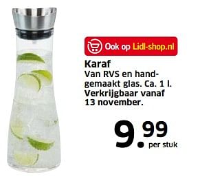 Aanbiedingen Karaf van rvs en handgemaakt glas - Huismerk - Lidl - Geldig van 05/11/2017 tot 31/12/2017 bij Lidl