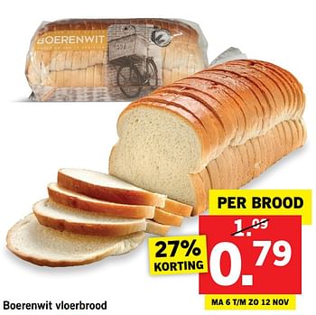 Aanbiedingen Boerenwit vloerbrood - Huismerk - Lidl - Geldig van 06/11/2017 tot 12/11/2017 bij Lidl
