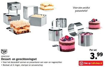 Aanbiedingen Ernesto dessert- en gerechtenringset - Ernesto - Geldig van 06/11/2017 tot 12/11/2017 bij Lidl