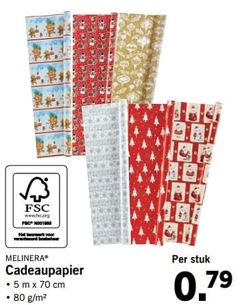 Aanbiedingen Melinera cadeaupapier - Melinera - Geldig van 06/11/2017 tot 12/11/2017 bij Lidl