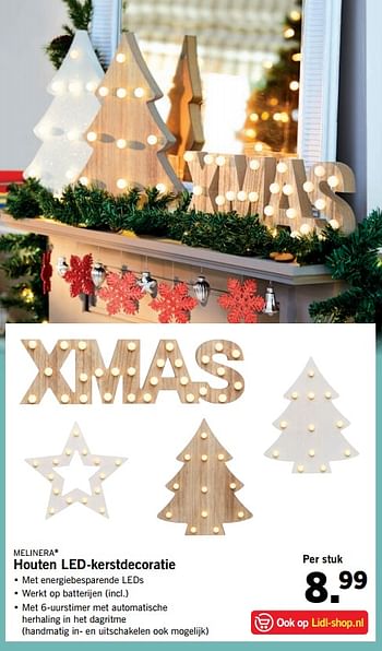 Aanbiedingen Melinera houten led-kerstdecoratie - Melinera - Geldig van 06/11/2017 tot 12/11/2017 bij Lidl