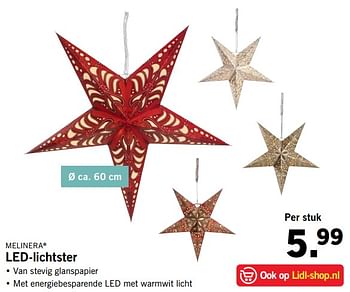 Aanbiedingen Melinera led-lichtster - Melinera - Geldig van 06/11/2017 tot 12/11/2017 bij Lidl