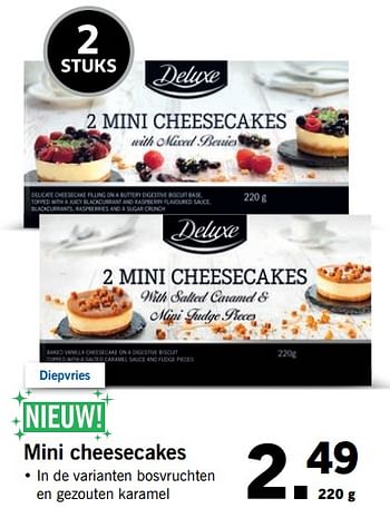 Aanbiedingen Mini cheesecakes - Deluxe - Geldig van 06/11/2017 tot 12/11/2017 bij Lidl