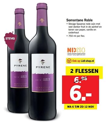 Aanbiedingen Somontano roble - Rode wijnen - Geldig van 06/11/2017 tot 12/11/2017 bij Lidl