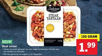 Aanbiedingen Steak tartaar - Delicieux - Geldig van 06/11/2017 tot 12/11/2017 bij Lidl