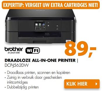 Aanbiedingen Brother draadloze all-in-one printer dcp-j562dw - Brother - Geldig van 06/11/2017 tot 12/11/2017 bij Expert