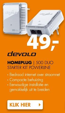 Aanbiedingen Devolo homeplug 500 duo starter kit powerline - Devolo - Geldig van 06/11/2017 tot 12/11/2017 bij Expert
