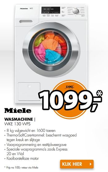 Aanbiedingen Miele wasmachine wke 130 wps - Miele - Geldig van 06/11/2017 tot 12/11/2017 bij Expert