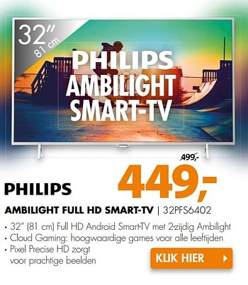 Aanbiedingen Philips ambilight full hd smart-tv 32pfs6402 - Philips - Geldig van 06/11/2017 tot 12/11/2017 bij Expert
