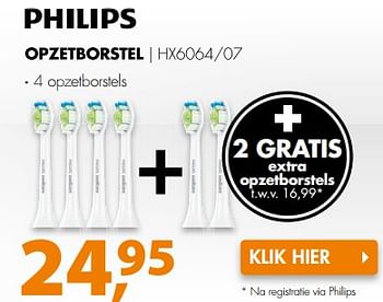 Aanbiedingen Philips opzetborstel hx6064-07 - Philips - Geldig van 06/11/2017 tot 12/11/2017 bij Expert