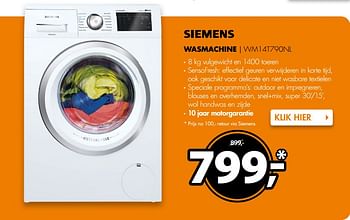 Aanbiedingen Siemens wasmachine wm14t790nl - Siemens - Geldig van 06/11/2017 tot 12/11/2017 bij Expert