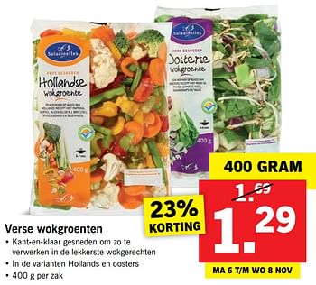 Aanbiedingen Verse wokgroenten - Saladinettes - Geldig van 06/11/2017 tot 12/11/2017 bij Lidl