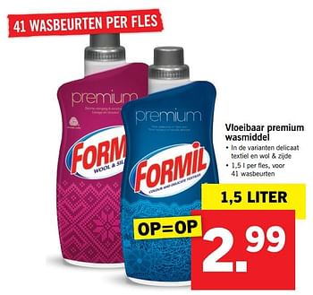 Aanbiedingen Vloeibaar premium wasmiddel - Formil - Geldig van 06/11/2017 tot 12/11/2017 bij Lidl