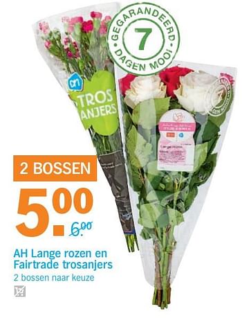 Aanbiedingen Ah lange rozen en fairtrade trosanjers - Huismerk - Albert Heijn - Geldig van 06/11/2017 tot 12/11/2017 bij Albert Heijn