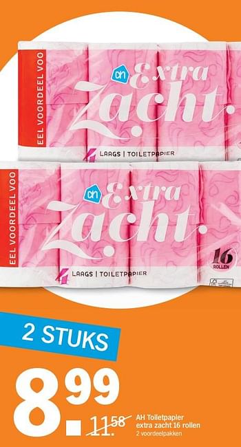 Aanbiedingen Ah toiletpapier extra zacht 16 rollen - Huismerk - Albert Heijn - Geldig van 06/11/2017 tot 12/11/2017 bij Albert Heijn