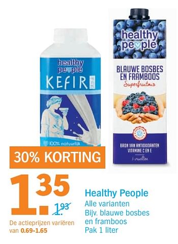 Aanbiedingen Blauwe bosbes en framboos - Healthy People - Geldig van 06/11/2017 tot 12/11/2017 bij Albert Heijn