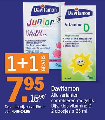 Aanbiedingen Kids vitamine d - Davitamon - Geldig van 06/11/2017 tot 12/11/2017 bij Albert Heijn