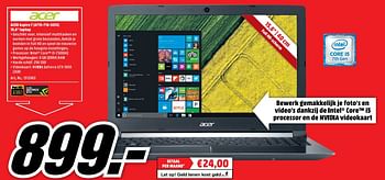 Aanbiedingen Acer aspire 7 (a715-71g-52fg) 15.6 laptop - Acer - Geldig van 06/11/2017 tot 12/11/2017 bij Media Markt
